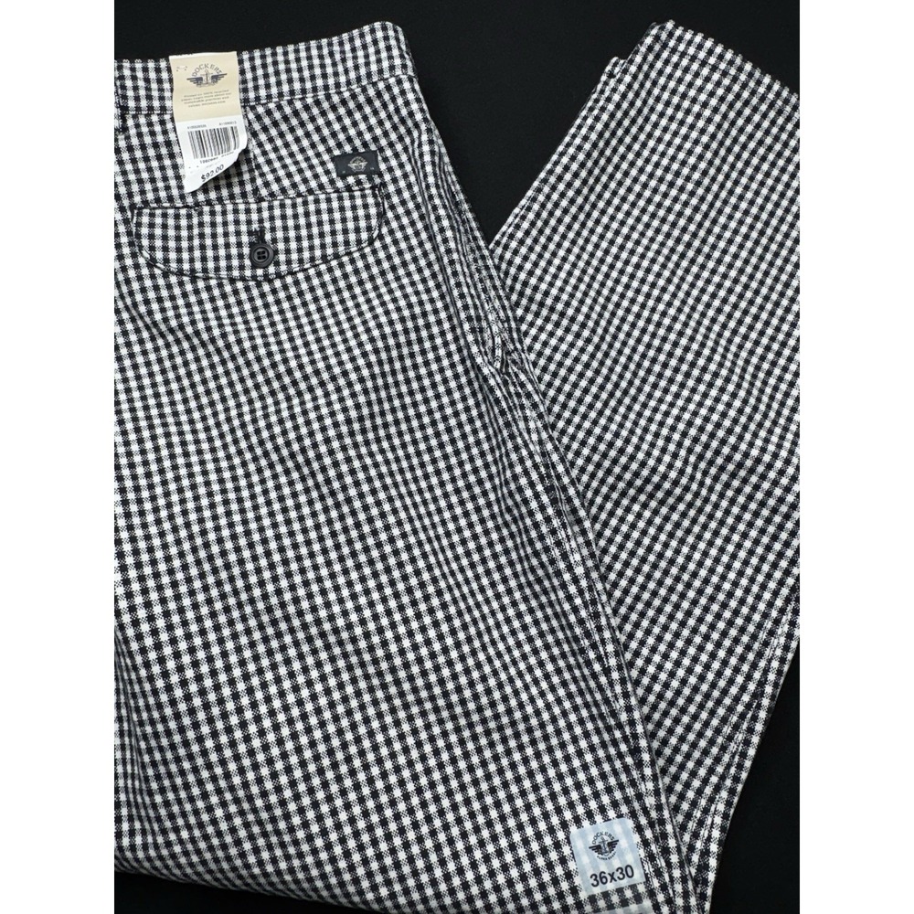 NWT Dockers Waterless Pleated Pants Gingham Mens 36x28 Black‎ White Check - Picture 9 of 14